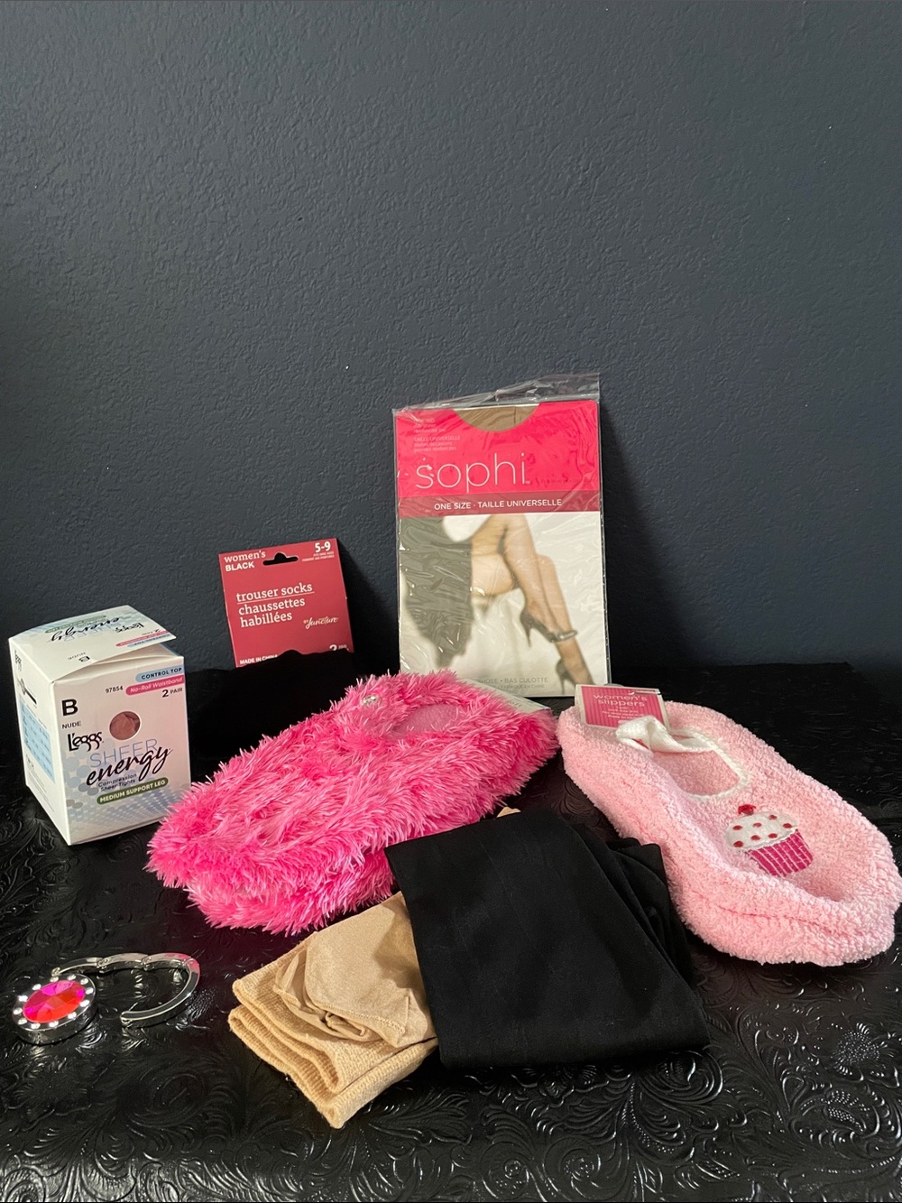 Sophia Pink Sheer Tights & Cozy Pink Slipper Socks Bundle